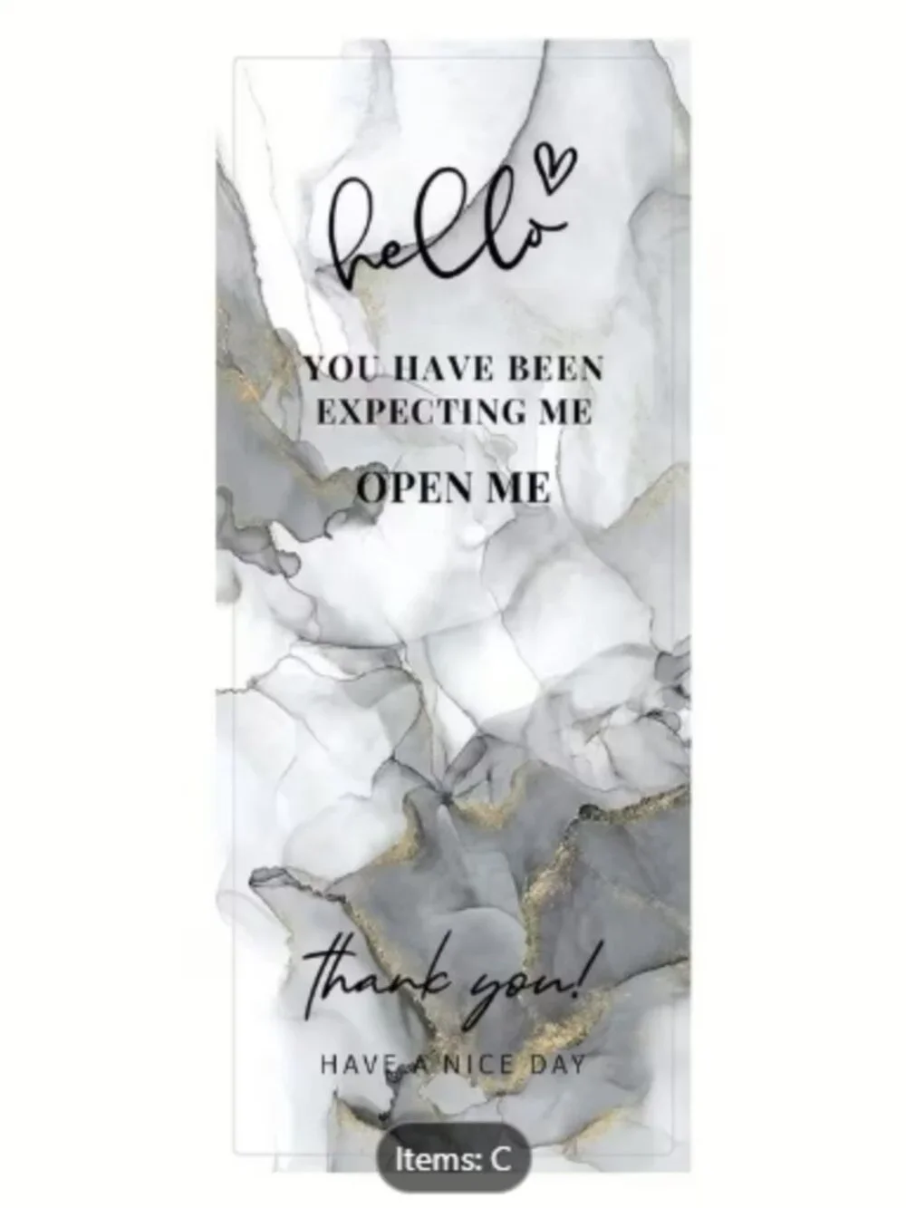50 Elegant Marble Package Sealing Stickers - Gray and Gold